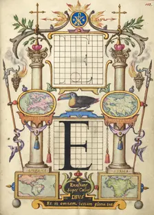 Guide for Constructing the Letter E; Mira calligraphiae monumenta, about 1591-1596. Creator: Joris Hoefnagel