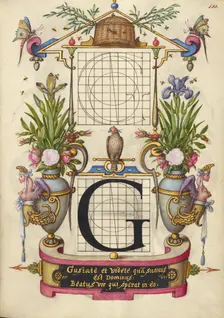 Guide for Constructing the Letter G; Mira calligraphiae monumenta, about 1591-1596. Creator: Joris Hoefnagel