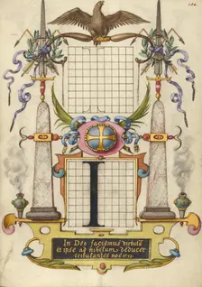 Guide for Constructing the Letter I; Mira calligraphiae monumenta, about 1591-1596. Creator: Joris Hoefnagel