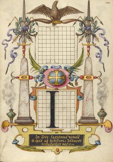 Guide for Constructing the Letter I; Mira calligraphiae monumenta, about 1591-1596. Creator: Joris Hoefnagel