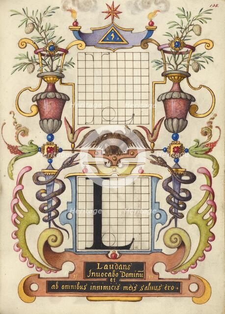 Guide for Constructing the Letter L; Mira calligraphiae monumenta, about 1591-1596. Creator: Joris Hoefnagel.