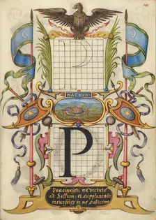Guide for Constructing the Letter P; Mira calligraphiae monumenta, about 1591-1596. Creator: Joris Hoefnagel