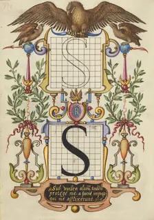Guide for Constructing the Letter S; Mira calligraphiae monumenta, about 1591-1596. Creator: Joris Hoefnagel