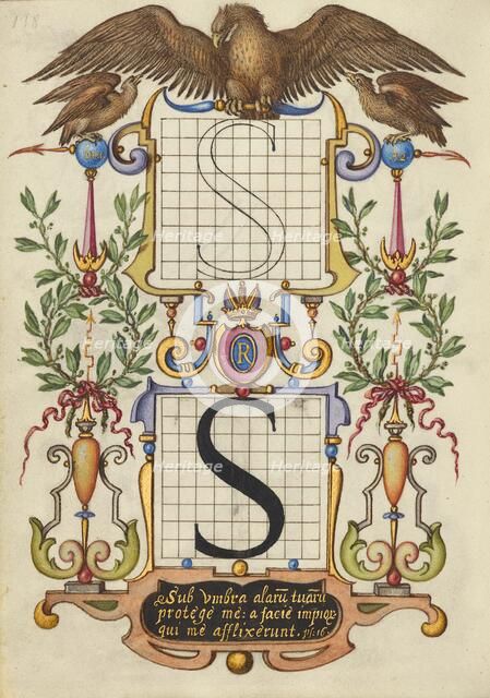 Guide for Constructing the Letter S; Mira calligraphiae monumenta, about 1591-1596. Creator: Joris Hoefnagel.