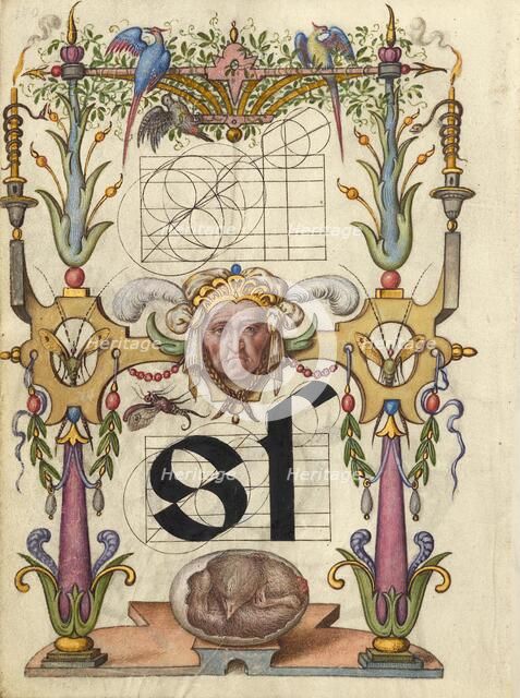 Guide for Constructing the Letter s; Mira calligraphiae monumenta, about 1591-1596. Creator: Joris Hoefnagel.