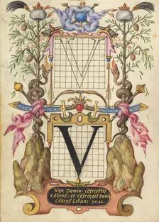 Guide for Constructing the Letter V; Mira calligraphiae monumenta, about 1591-1596. Creator: Joris Hoefnagel