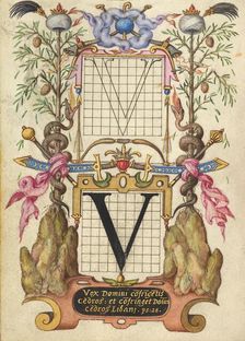 Guide for Constructing the Letter V; Mira calligraphiae monumenta, about 1591-1596. Creator: Joris Hoefnagel