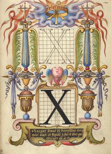 Guide for Constructing the Letter X; Mira calligraphiae monumenta, about 1591-1596. Creator: Joris Hoefnagel