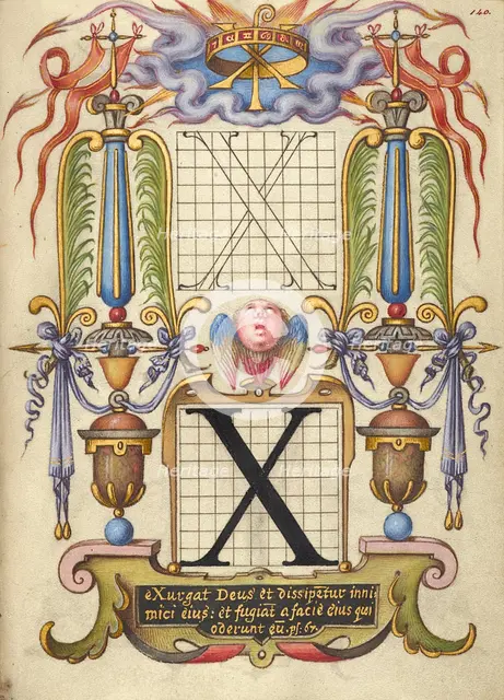 Guide for Constructing the Letter X; Mira calligraphiae monumenta, about 1591-1596. Creator: Joris Hoefnagel.