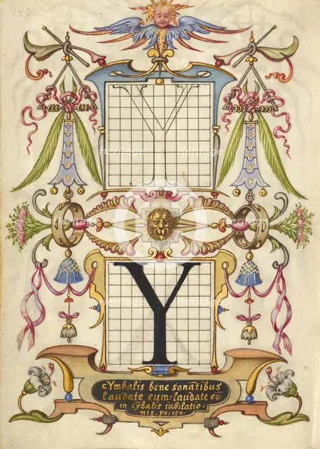 Guide for Constructing the Letter Y; Mira calligraphiae monumenta, about 1591-1596. Creator: Joris Hoefnagel.