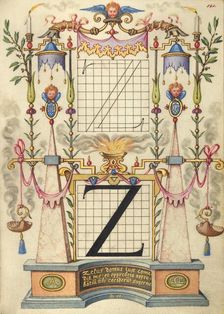 Guide for Constructing the Letter Z; Mira calligraphiae monumenta, about 1591-1596. Creator: Joris Hoefnagel