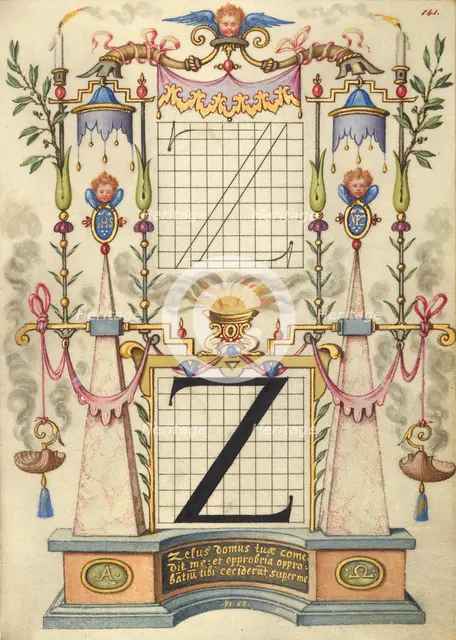 Guide for Constructing the Letter Z; Mira calligraphiae monumenta, about 1591-1596. Creator: Joris Hoefnagel.