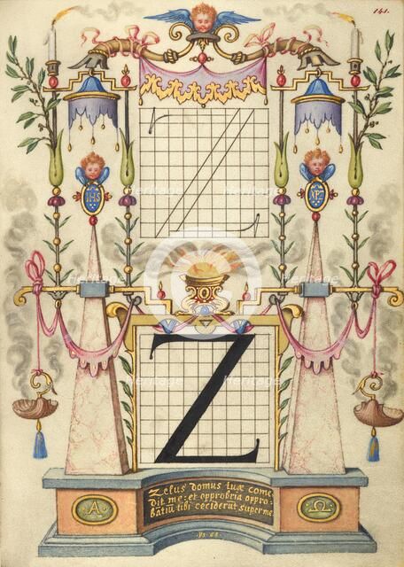 Guide for Constructing the Letter Z; Mira calligraphiae monumenta, about 1591-1596. Creator: Joris Hoefnagel.