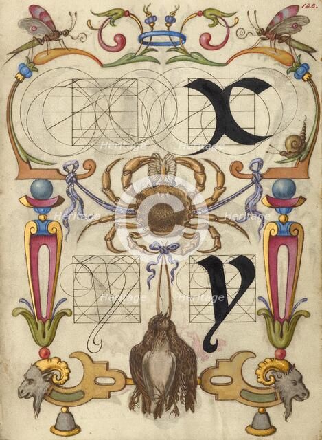Guide for Constructing the Letters x and y; Mira calligraphiae monumenta, about 1591-1596. Creator: Joris Hoefnagel.