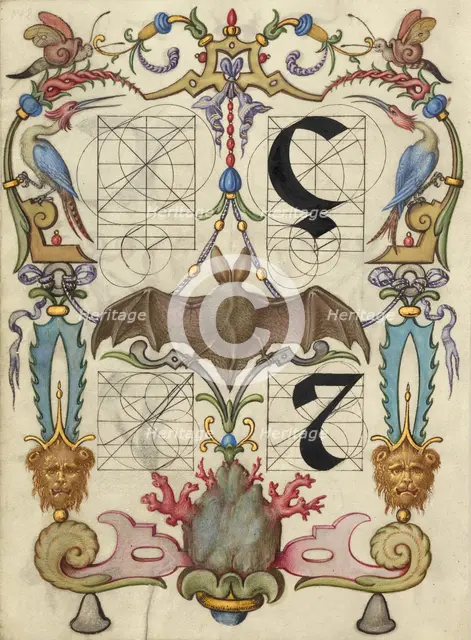 Guide for Constructing the Letters ç and tironian et; Mira calligraphiae monumenta, about 1591-1596. Creator: Joris Hoefnagel.