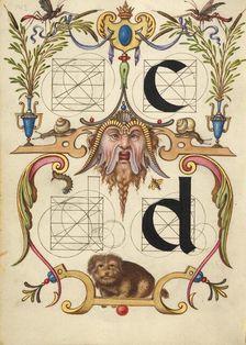 Guide for Constructing the Letters c and d; Mira calligraphiae monumenta, about 1591-1596. Creator: Joris Hoefnagel