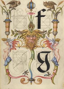 Guide for Constructing the Letters f and g; Mira calligraphiae monumenta, about 1591-1596. Creator: Joris Hoefnagel