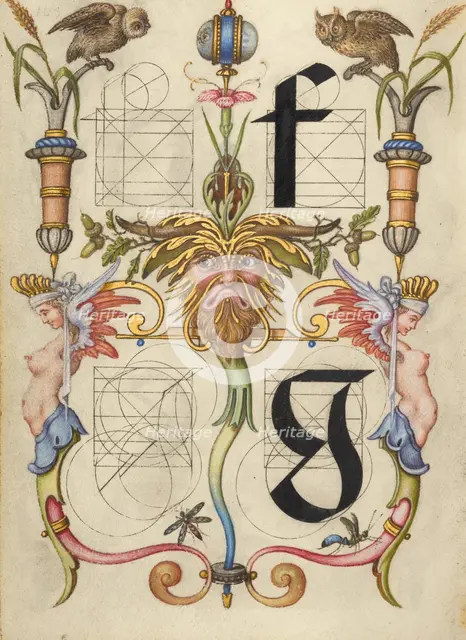 Guide for Constructing the Letters f and g; Mira calligraphiae monumenta, about 1591-1596. Creator: Joris Hoefnagel.