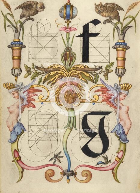 Guide for Constructing the Letters f and g; Mira calligraphiae monumenta, about 1591-1596. Creator: Joris Hoefnagel.