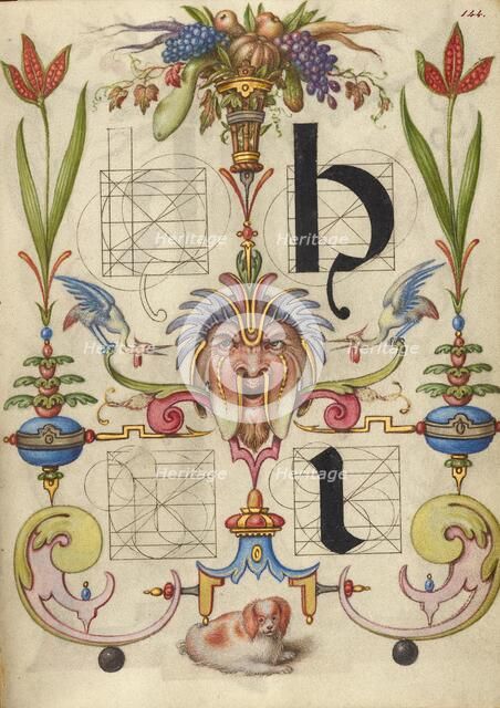 Guide for Constructing the Letters h and i; Mira calligraphiae monumenta, about 1591-1596. Creator: Joris Hoefnagel.