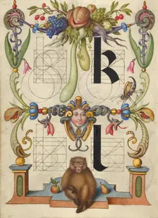Guide for Constructing the Letters k and l; Mira calligraphiae monumenta, about 1591-1596. Creator: Joris Hoefnagel