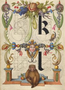 Guide for Constructing the Letters k and l; Mira calligraphiae monumenta, about 1591-1596. Creator: Joris Hoefnagel