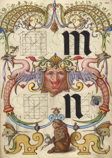 Guide for Constructing the Letters m and n; Mira calligraphiae monumenta, about 1591-1596. Creator: Joris Hoefnagel