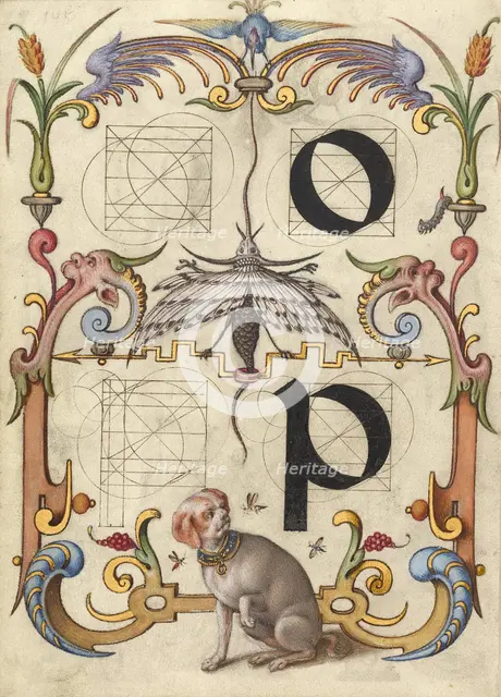 Guide for Constructing the Letters o and p; Mira calligraphiae monumenta, about 1591-1596. Creator: Joris Hoefnagel.