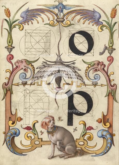 Guide for Constructing the Letters o and p; Mira calligraphiae monumenta, about 1591-1596. Creator: Joris Hoefnagel.