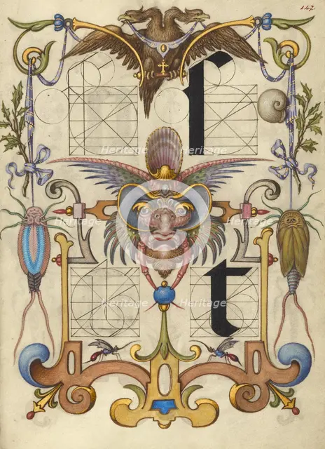 Guide for Constructing the Letters s and t; Mira calligraphiae monumenta, about 1591-1596. Creator: Joris Hoefnagel.