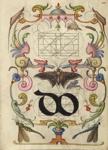 Guide for Constructing the Ligature do; Mira calligraphiae monumenta, about 1591-1596. Creator: Joris Hoefnagel