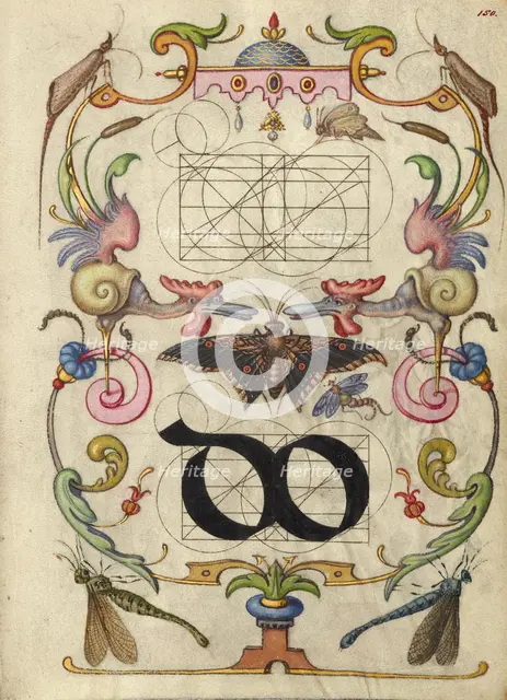 Guide for Constructing the Ligature do; Mira calligraphiae monumenta, about 1591-1596. Creator: Joris Hoefnagel.