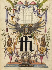 Guide for Constructing the Ligature ffi; Mira calligraphiae monumenta, about 1591-1596. Creator: Joris Hoefnagel