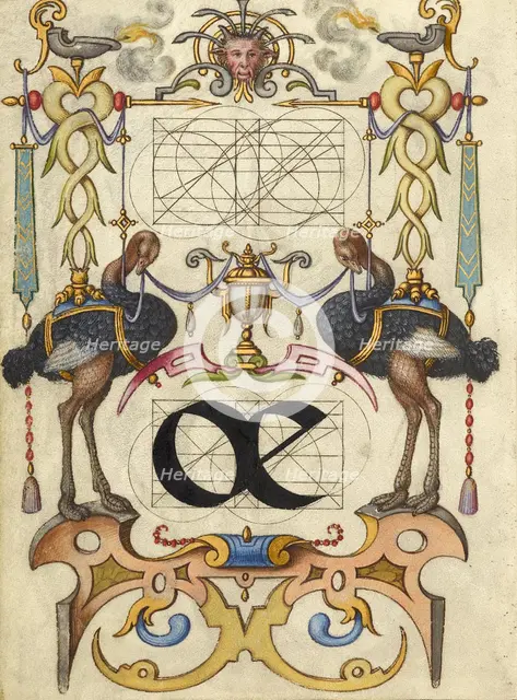 Guide for Constructing the Ligature oe; Mira calligraphiae monumenta, about 1591-1596. Creator: Joris Hoefnagel.