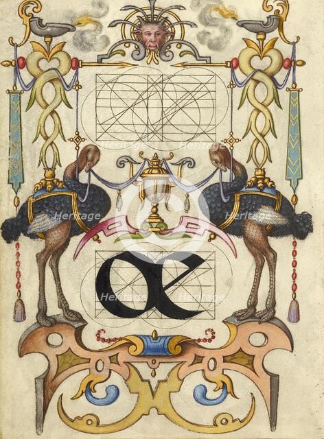 Guide for Constructing the Ligature oe; Mira calligraphiae monumenta, about 1591-1596. Creator: Joris Hoefnagel.