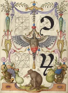 Guide for Constructing the Tironian con and orum; Mira calligraphiae monumenta, about 1591-1596. Creator: Joris Hoefnagel