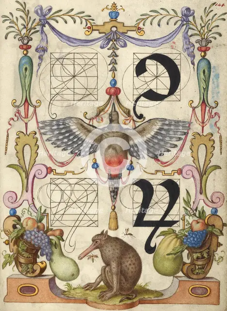 Guide for Constructing the Tironian con and orum; Mira calligraphiae monumenta, about 1591-1596. Creator: Joris Hoefnagel.