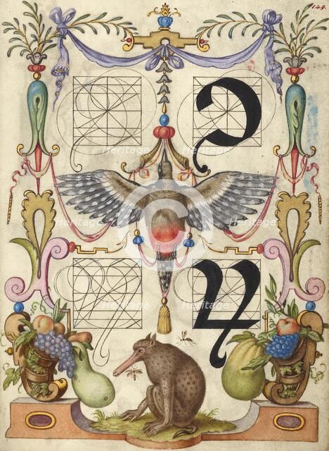 Guide for Constructing the Tironian con and orum; Mira calligraphiae monumenta, about 1591-1596. Creator: Joris Hoefnagel.