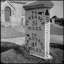 Guide post, Crow-an-Wra, St Buryan, Cornwall, 1967-1970. Creator: Eileen Deste