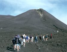 Guided tour to lava fields, Mount Etna, Sicily, Italy. Creator: Peter Thompson