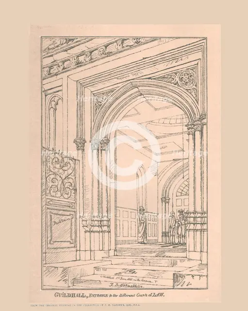 Guild Hall Entrance, 1815, (1886). Artist: Robert Blemmell Schnebbelie.