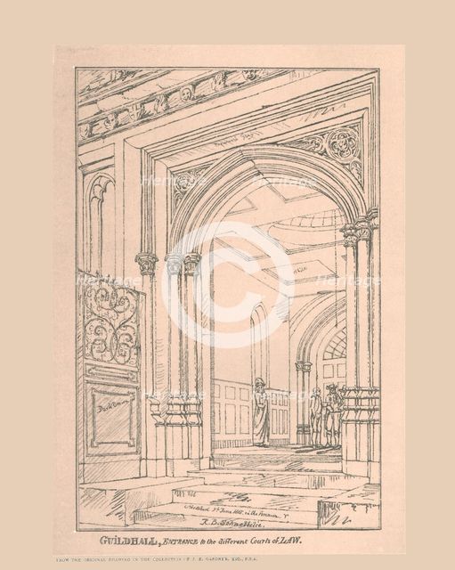 Guild Hall Entrance, 1815, (1886). Artist: Robert Blemmell Schnebbelie.