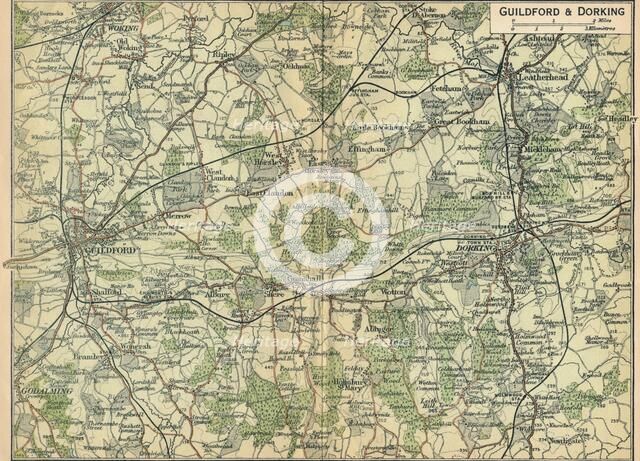 'Guildford & Dorking', c20th Century. Artist: John Bartholomew.