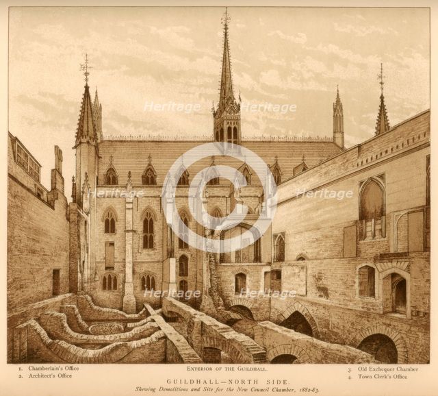 'Guildhall North Side', City of London, 1882-1883 (1886). Artist: Unknown