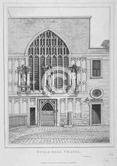Guildhall Chapel, City of London, 1800. Artist: Anon