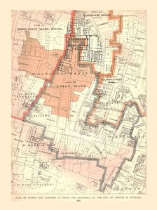 Guildhall City of London. Plan of Wards and Parishes, 1885, (1886)