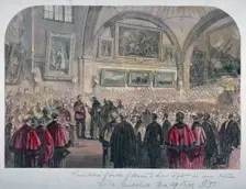 Guildhall Council Chamber, City of London, 1861. Artist: Anon