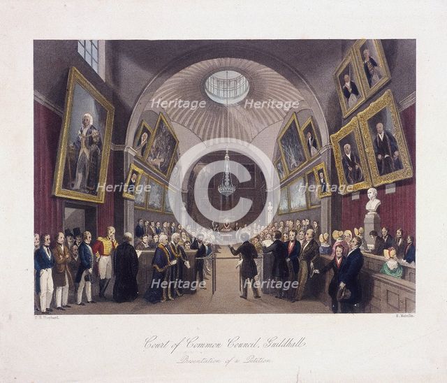 Guildhall Council Chamber, London, c1840. Artist: Harlen Melville