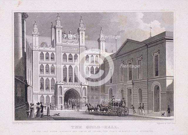 Guildhall, London, 1828. Artist: R Acon