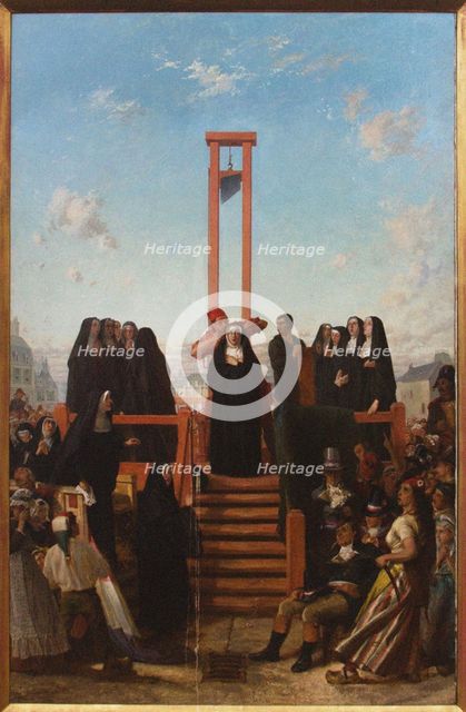 Guillotine. The Carmelites of Compiègne, First half of the 19th cent.. Creator: Delaroche, Paul Hippolyte (1797-1856).